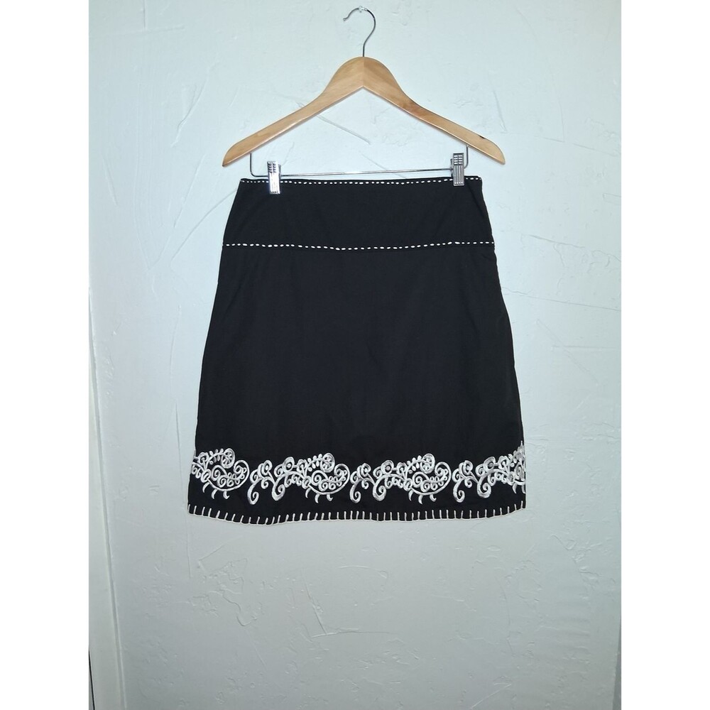 🖤 prAna Black Embroidered A-Line Skirt | Boho Cotton | Size 6 - Picture 2 of 7